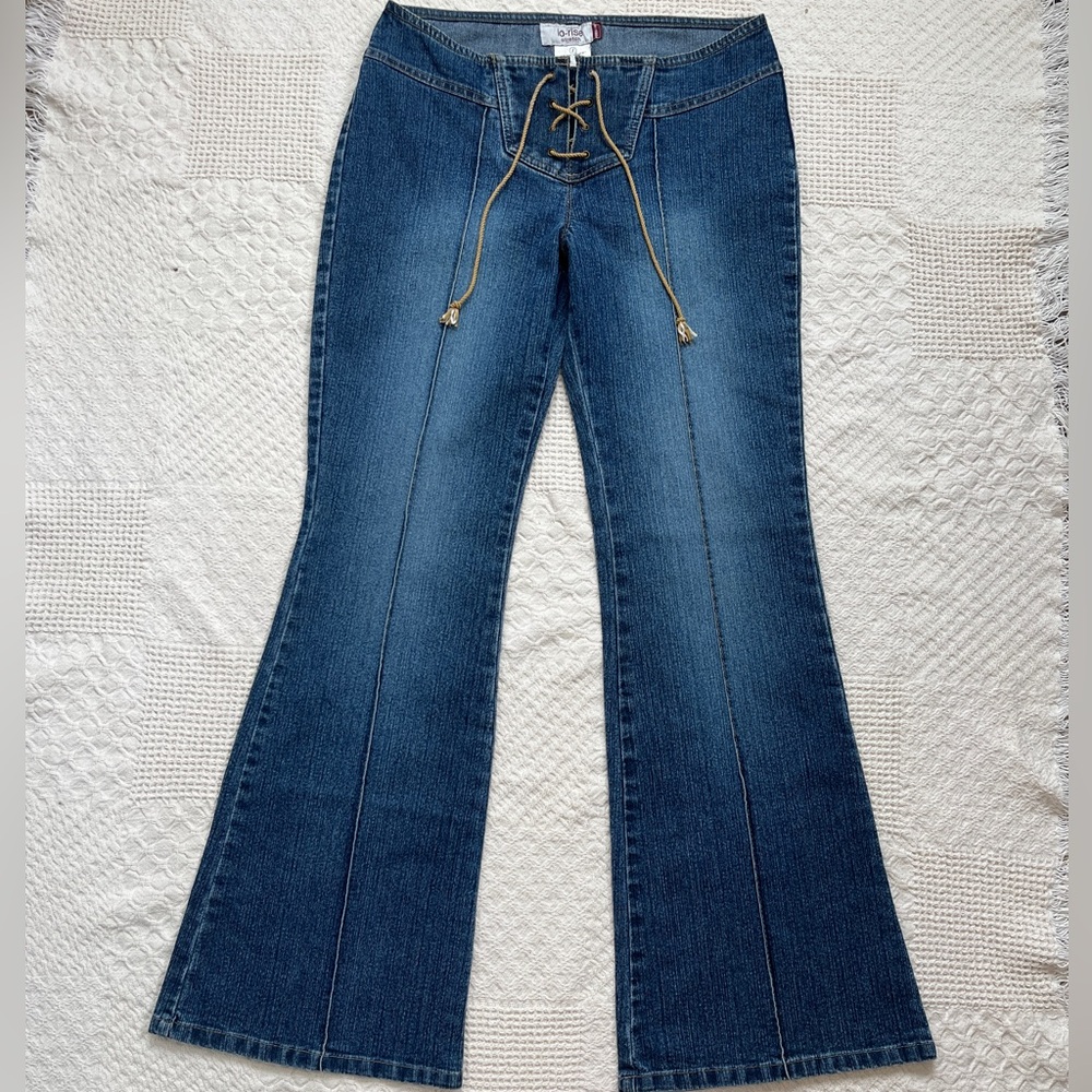 Y2K Jordache Low Rise Lace-Up Flare Jeans